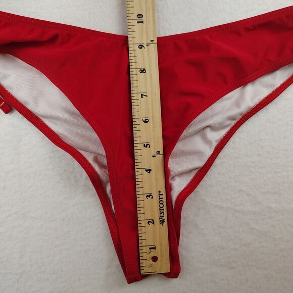 Red Strapless Cinched Cheeky Bikini Sz Large - Picture 8 of 9